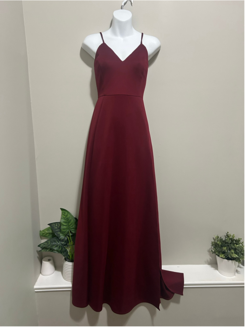 Women's Burgundy Spaghetti Strap Maxi Dress